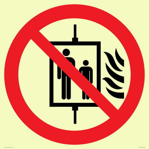 P020 Prohibition: Do not use lift in the event of fire